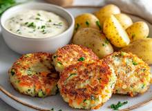 Gemüselaibchen mit Schnittlauchsauce Gemüselaibchen mit Schnittlauchsauce