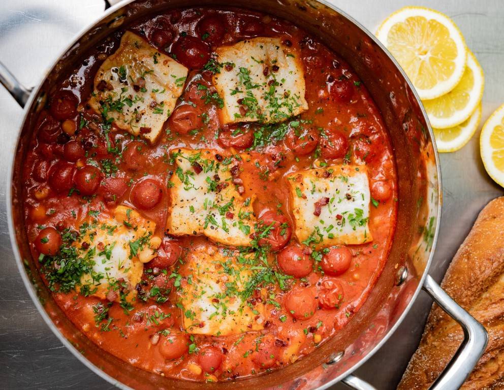 Mediterraner Fischeintopf mit Polar-Dorsch