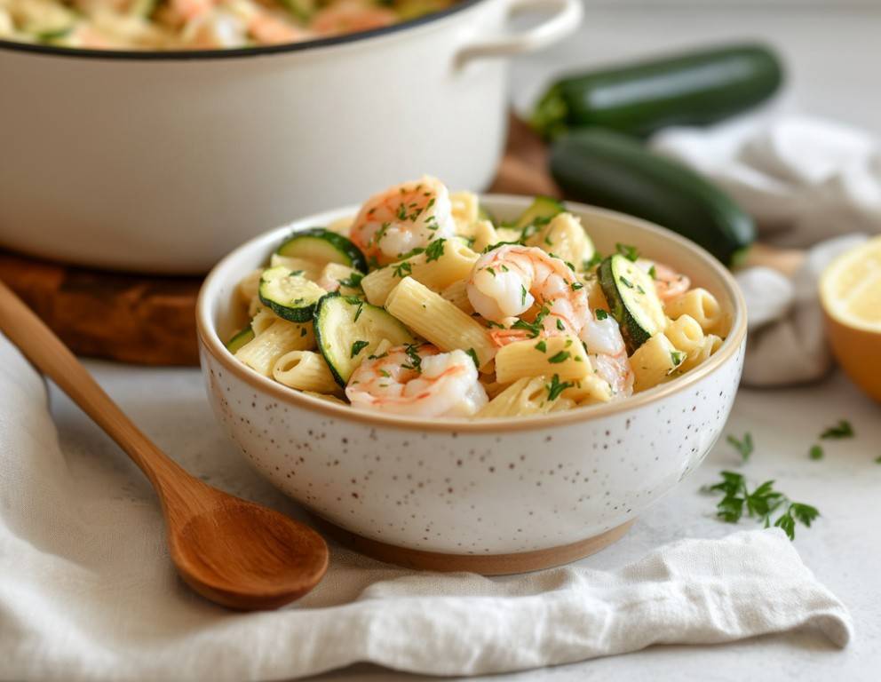 One Pot Pasta mit Shrimps