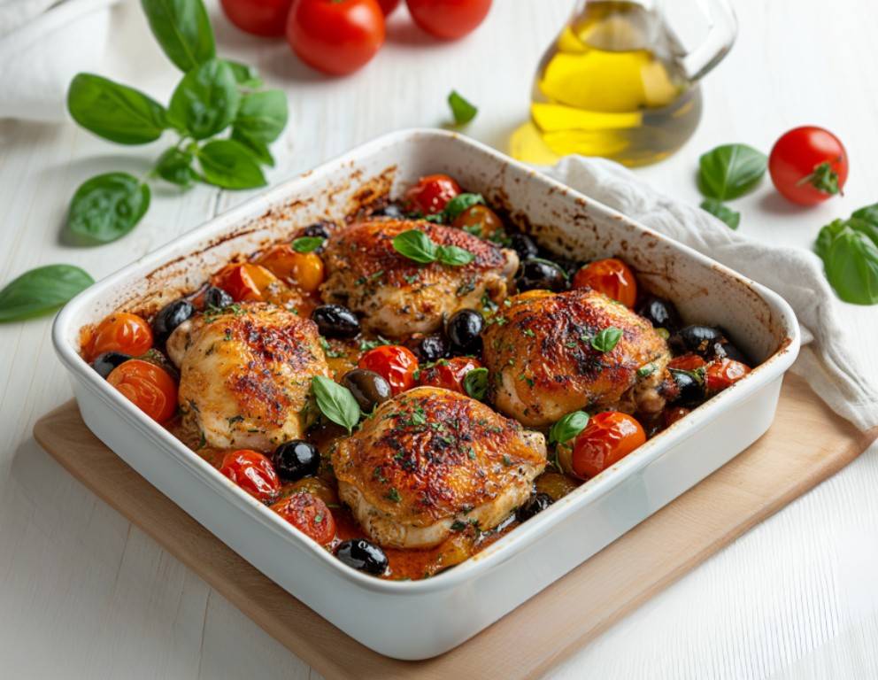 Huhn mit Paradeisern und Oregano
