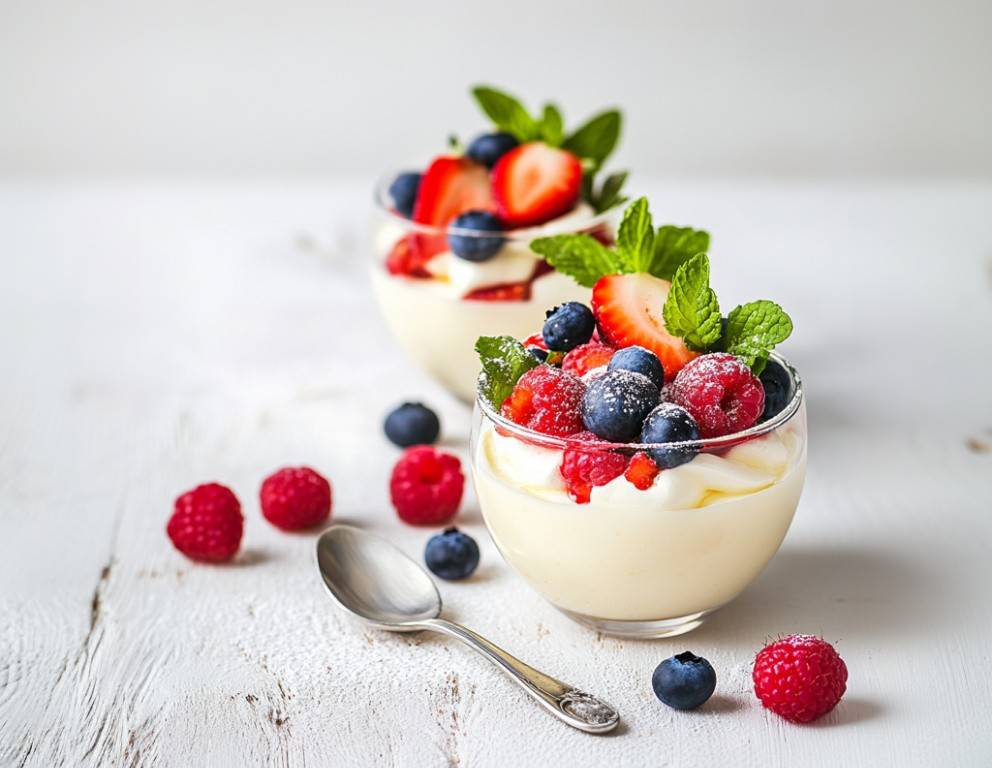 Topfencreme mit Früchten