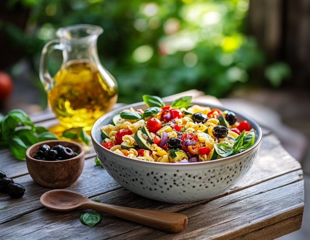 Nudelsalat mit mediterranem Röstgemüse