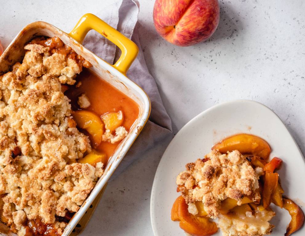 Pfirsich-Crumble Rezept - ichkoche.at