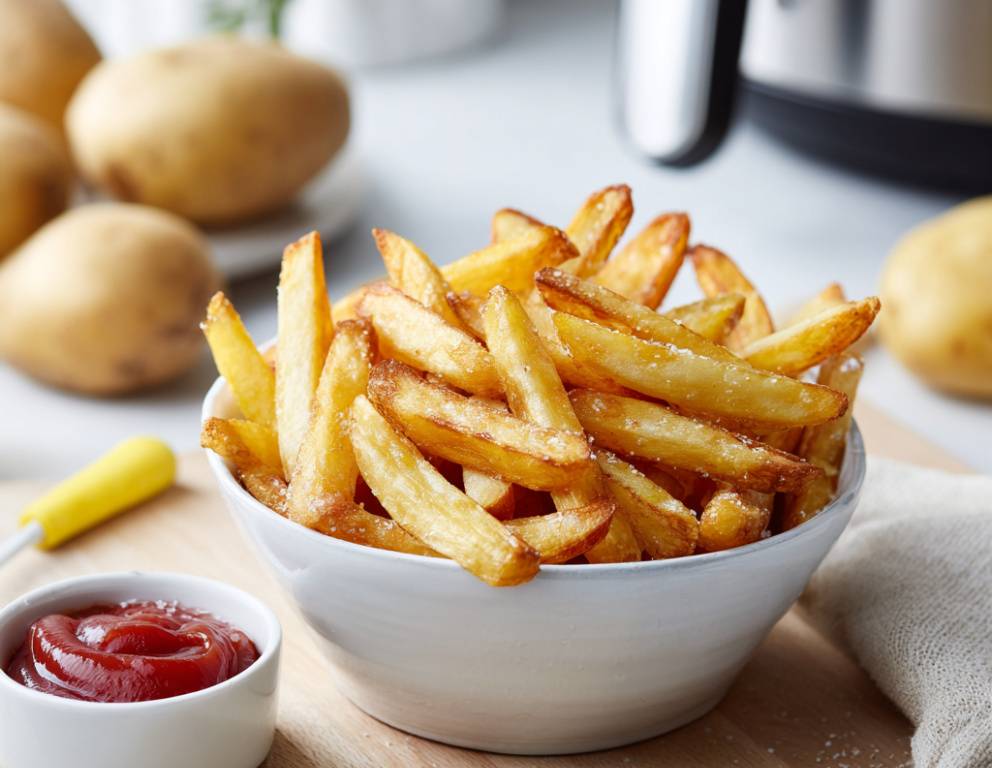 Selbstgemachte Pommes aus der Heißluftfritteuse Selbstgemachte Pommes aus der Heißluftfritteuse
