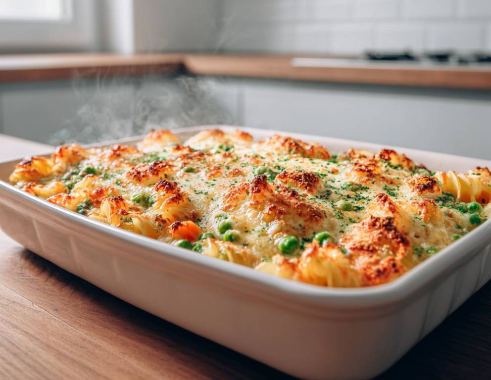 Gemüse-Nudelauflauf überbacken
