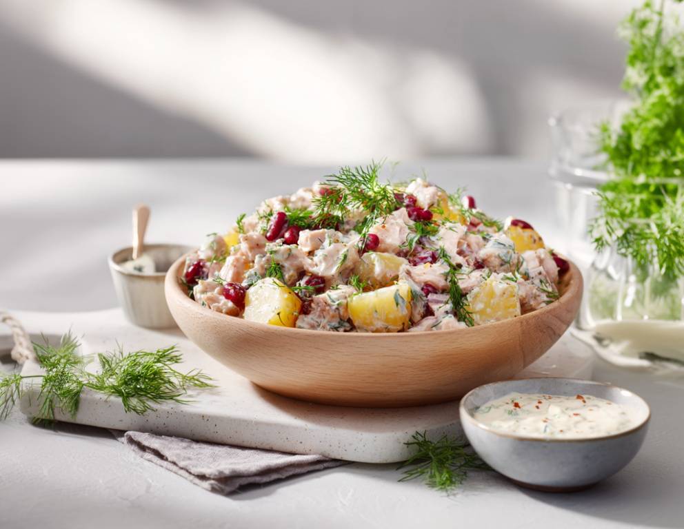 Heringsalat mit roten Bohnen und Erdäpfeln