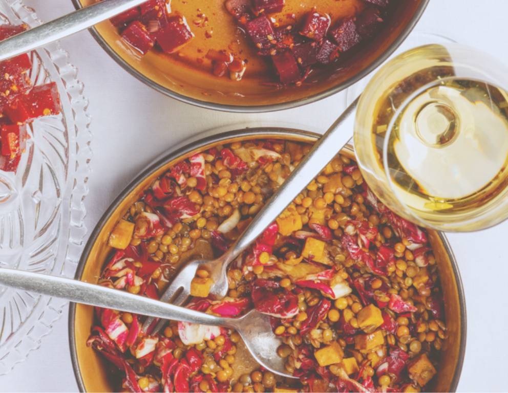 Balsamico-Linsen mit Räuchertofu und Radicchio