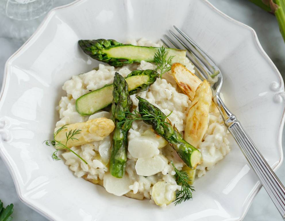 Spargelrisotto mit Ziegenkäse