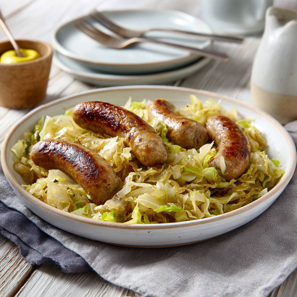 Kümmelkohlgemüse mit Bratwurst aus dem Dampfgarer