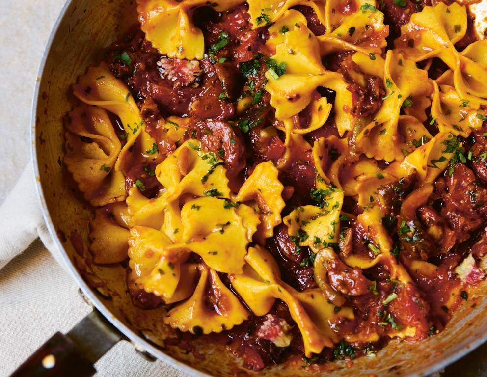 Farfalle mit Chorizo und Feigen