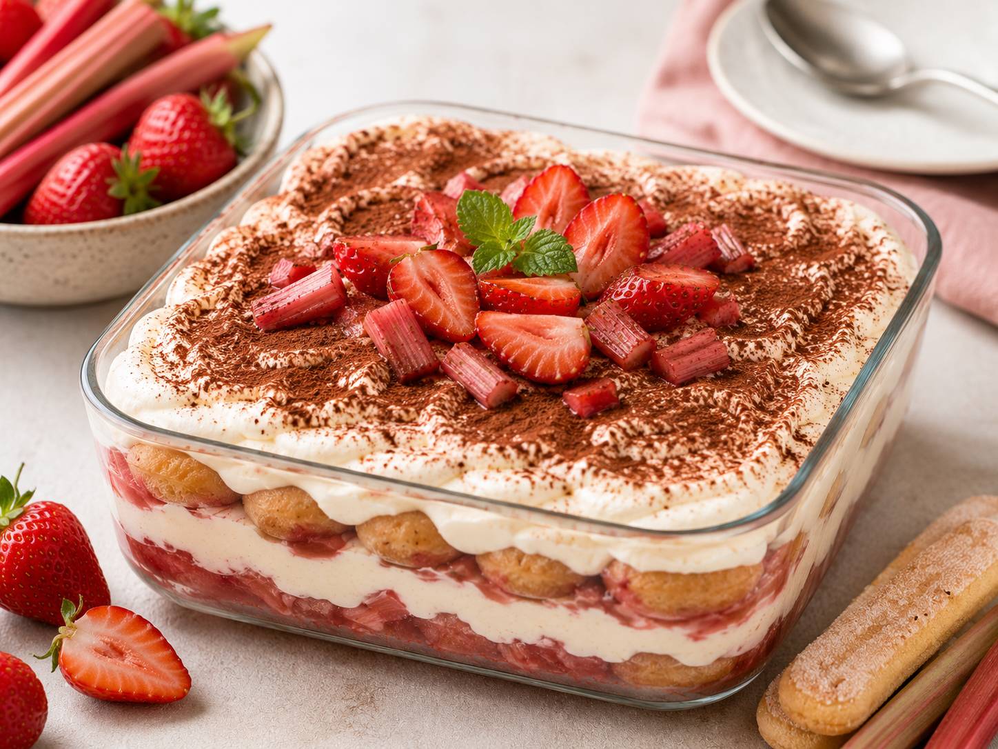 Erdbeer-Rhabarber-Tiramisu