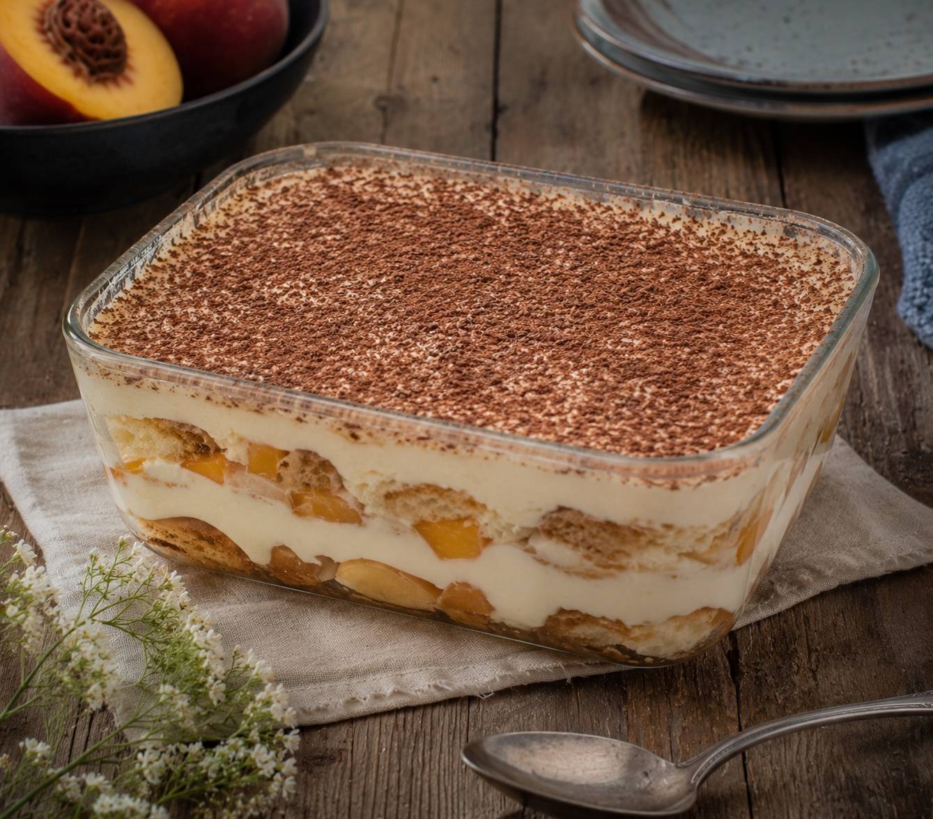 Pfirsich-Tiramisu mit Schwarztee