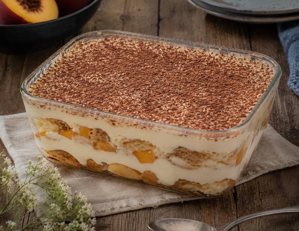 Pfirsich-Tiramisu mit Schwarztee Pfirsich-Tiramisu mit Schwarztee