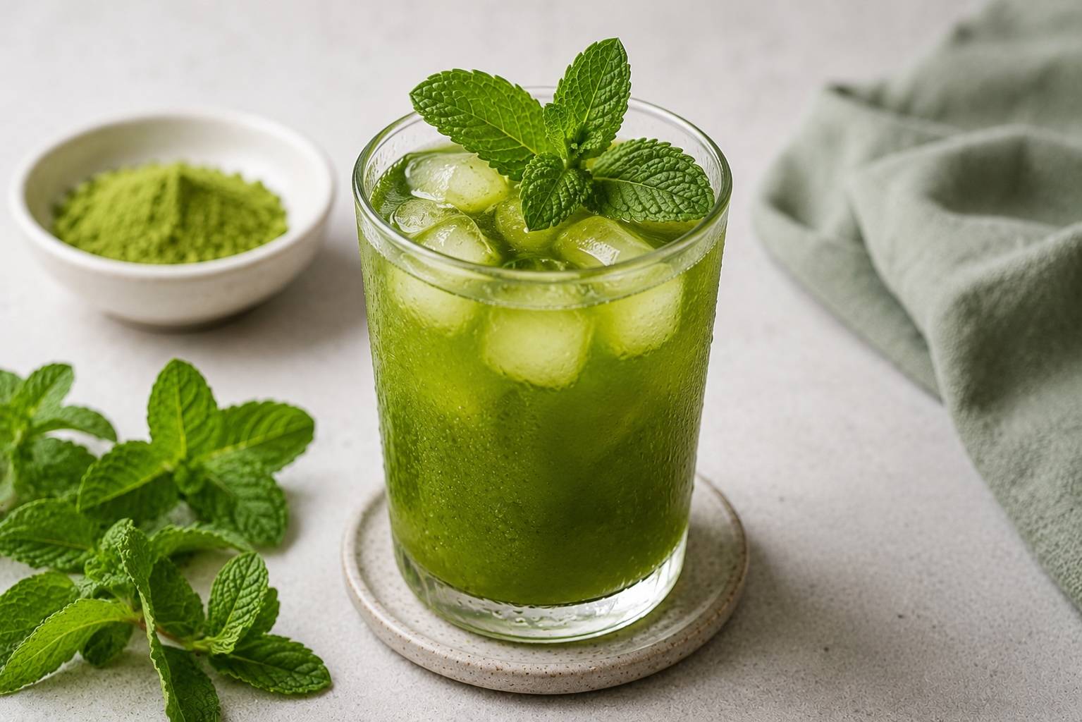Matcha-Minze-Eistee