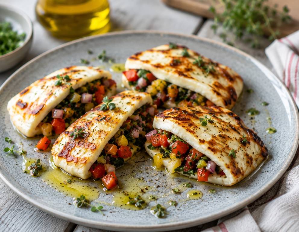 Halloumi mit bunter Füllung Halloumi mit bunter Füllung