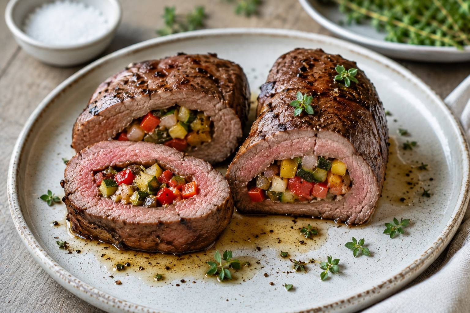 Rinderfiletsteak gefüllt mit Gemüse
