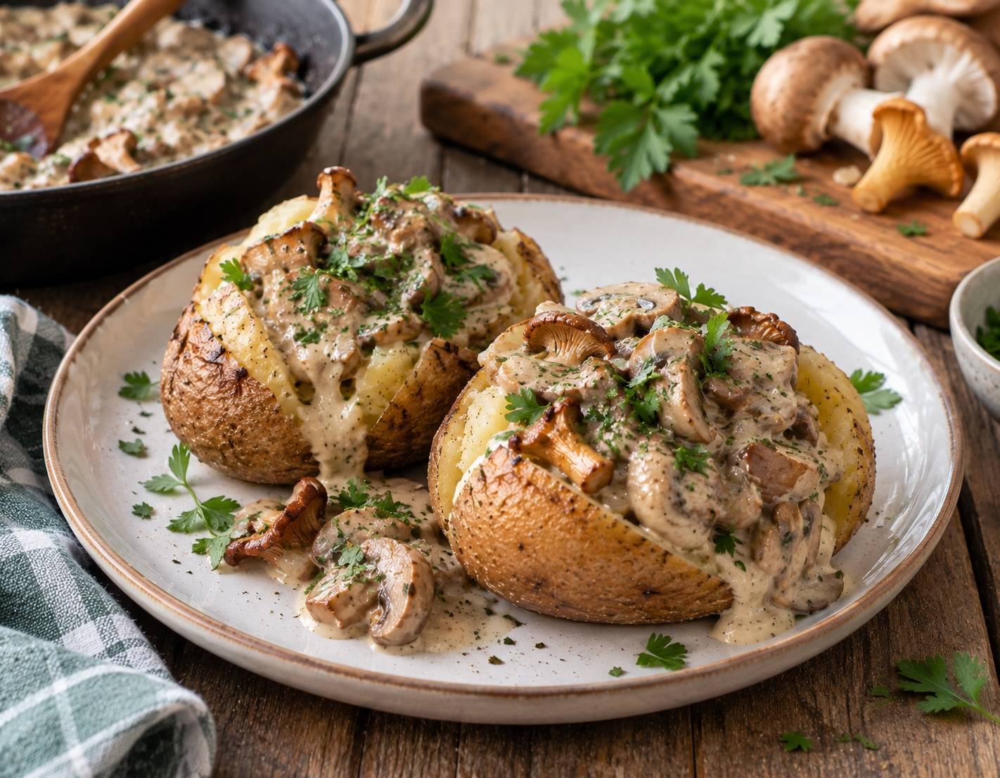 Ofenkartoffeln mit Schwammerlragout