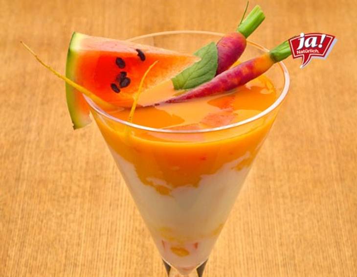 Karottencocktail mit Pina Colada und Melone Karottencocktail mit Pina Colada und Melone