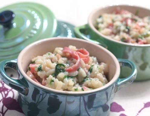 Risotto mit Prosecco, Rucola und Prosciutto