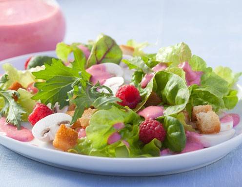 Grüner Salat mit Cremefine Himbeerdressing