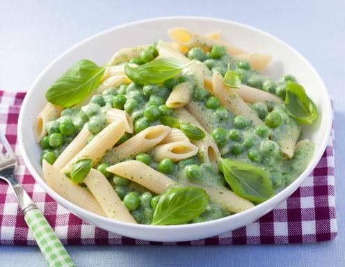 Pasta mit Erbsen-Basilikum-Cremefine 
