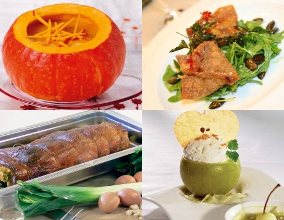 Menü mit Kürbis und Äpfeln Menü mit Kürbis und Äpfeln