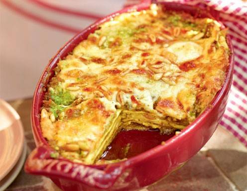 Lasagne con pesto - Lasagne mit Basilikumpesto Rezept - ichkoche.de