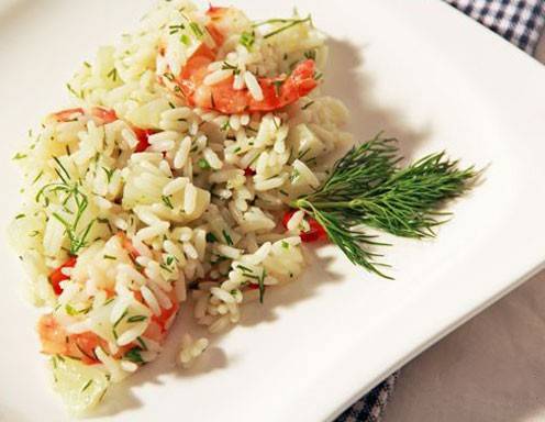 Pikanter Dill-Reissalat mit Garnelen aus dem Dampfgarer Rezept ...