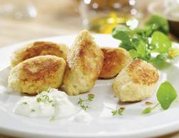 Gebackene Topfen-Couscous-Nockerl Gebackene Topfen-Couscous-Nockerl