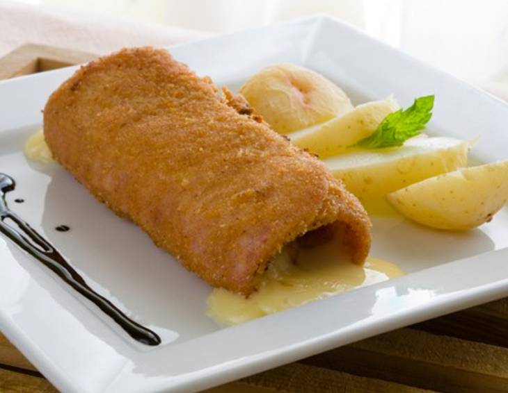 Panierte Schinkenröllchen Panierte Schinkenröllchen