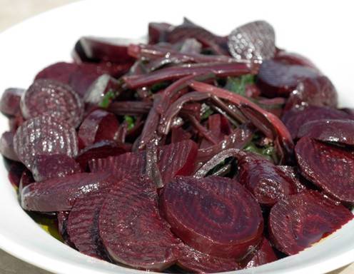 Rezept für gebackene rote Rüben mit Schnittlauchrahm