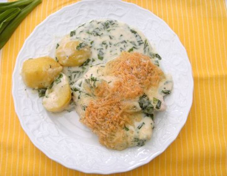 Gratinierte Bärlauchschnitzel