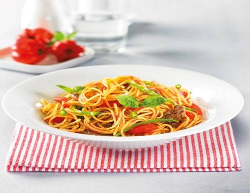 Capellini mit Baslico Sauce all'Arlecchini Rezept