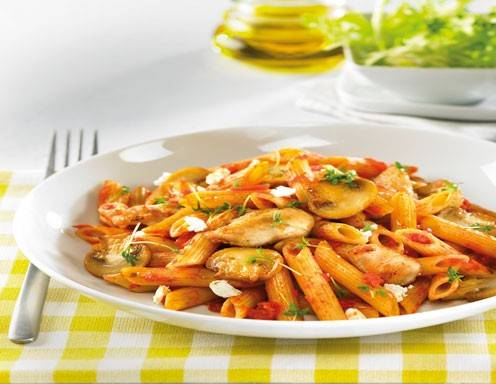 Vollkorn Penne all‘ Arrabbiata Sauce Rezept