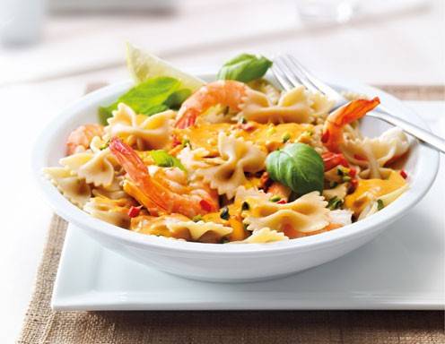 Farfalle Integrale mit Garnelen und Barilla Pesto alla Calabrese