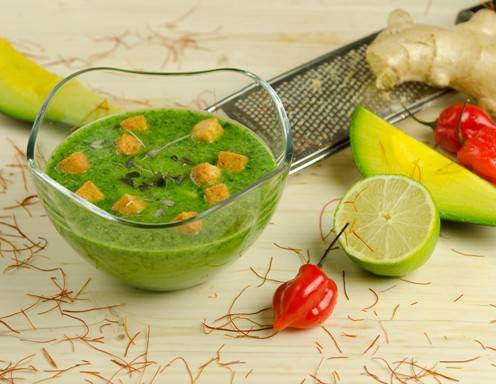Rezept für Avocado-Chili-Buttermilch Suppe