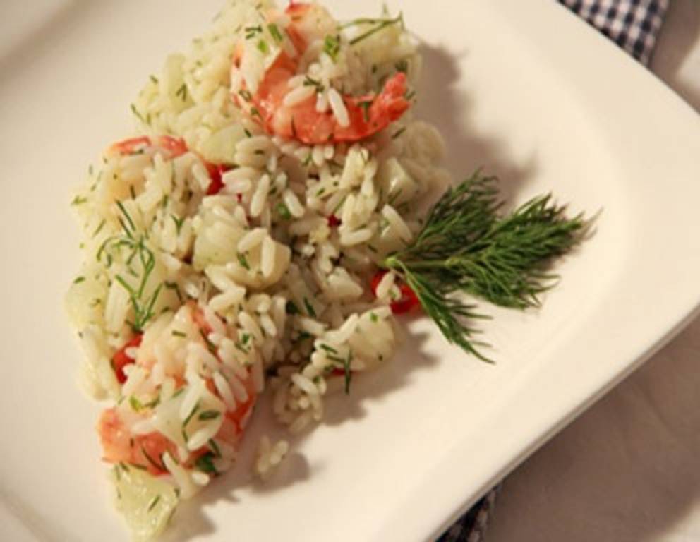 Reissalat mit Garnelen aus dem Dampfgarer Rezept - ichkoche.at