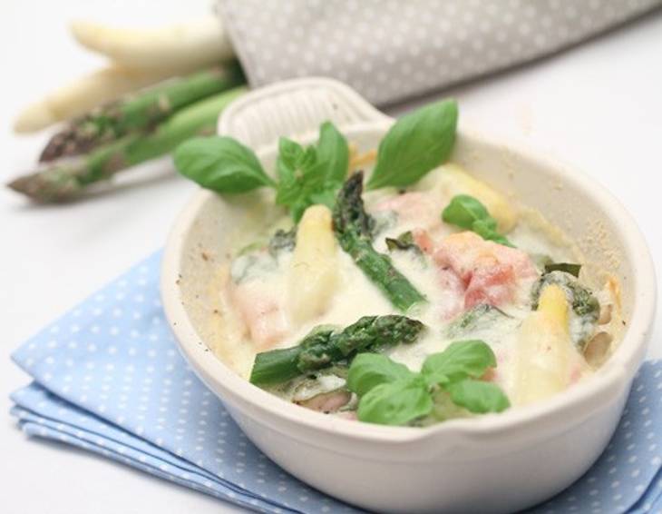 Spargelauflauf mit Mozzarella und Schinken Spargelauflauf mit Mozzarella und Schinken