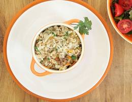 Schnelles Risotto mit Rinderfaschiertem aus dem Dampfgarer Schnelles Risotto mit Rinderfaschiertem aus dem Dampfgarer