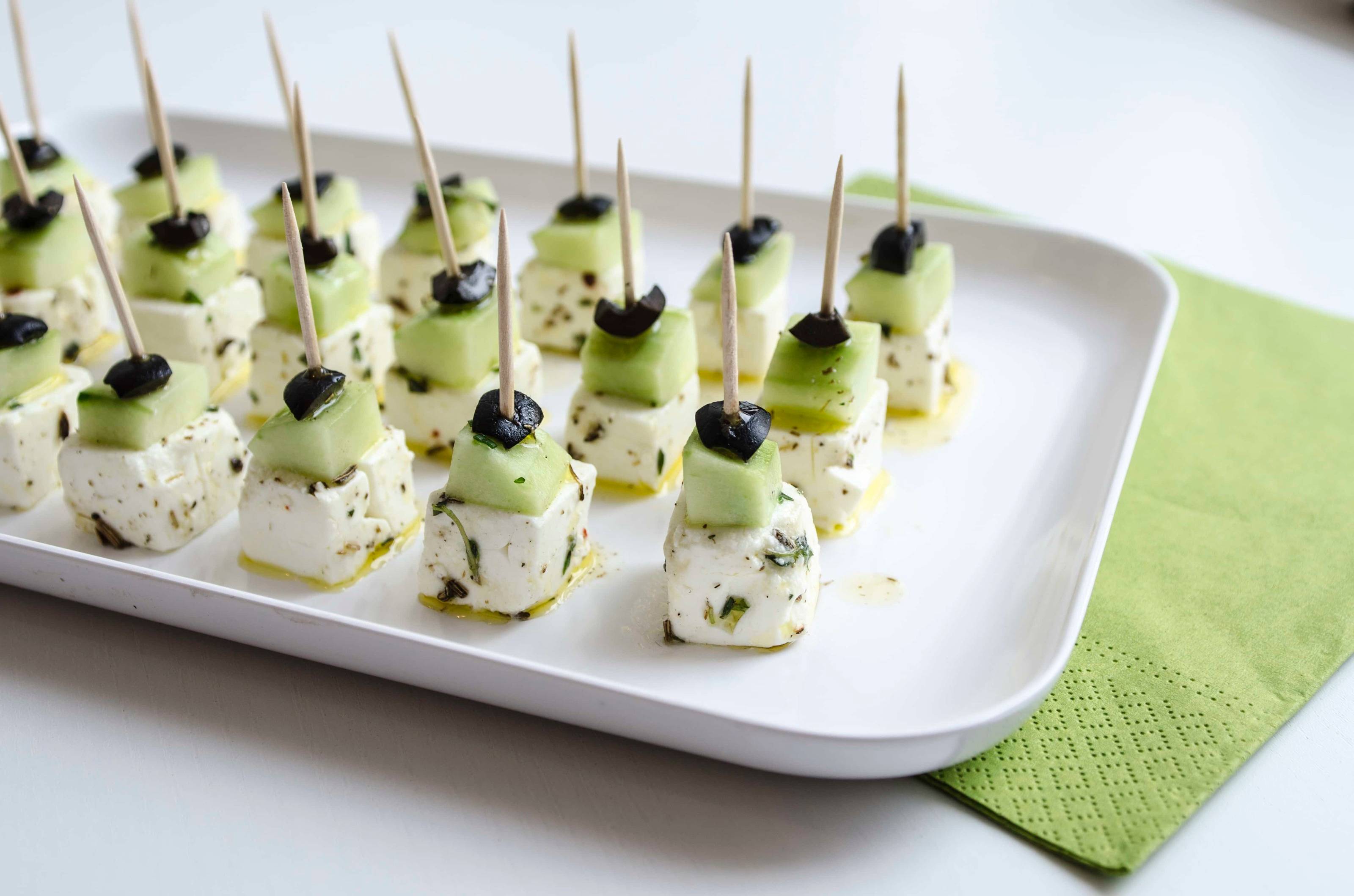 Rezept für Feta-Käse Spieße mit Gurke