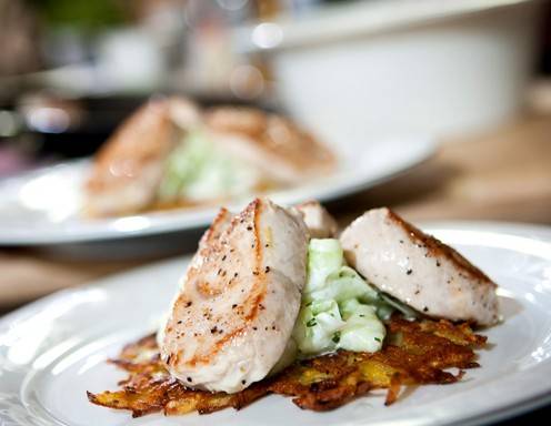 Rezept für Medaillons vom Truthahnfilet mit Kartoffelrösti