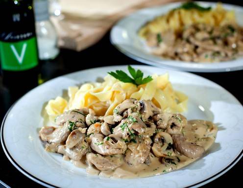 Rezept für Putengeschnetzeltes mit Champignons