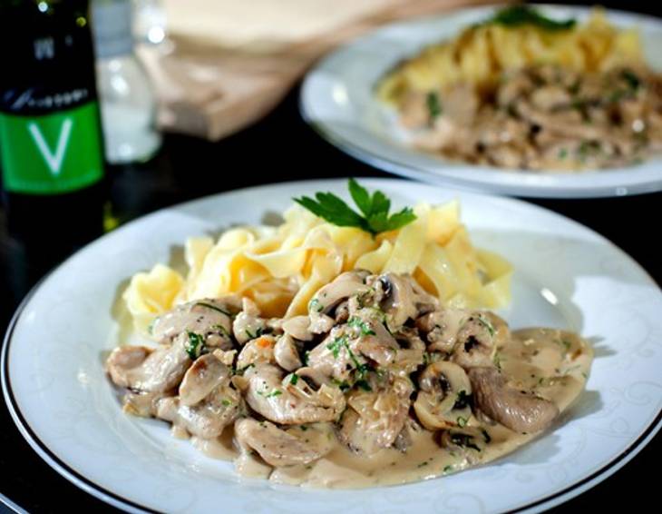 Putengeschnetzeltes mit Champignons Putengeschnetzeltes mit Champignons