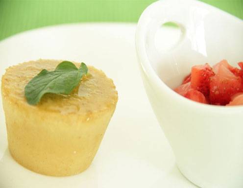 Kokos-Reismehlpudding mit Erdbeerragout aus dem Dampfgarer