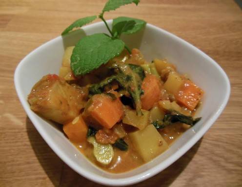Rezept für Gemüsecurry mit Basilikum
