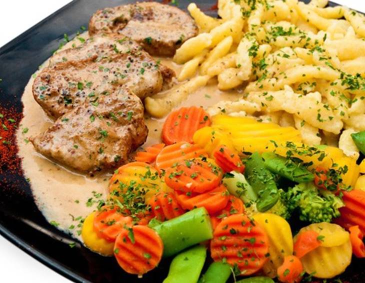 Gespickter Lungenbraten in Rahmsauce