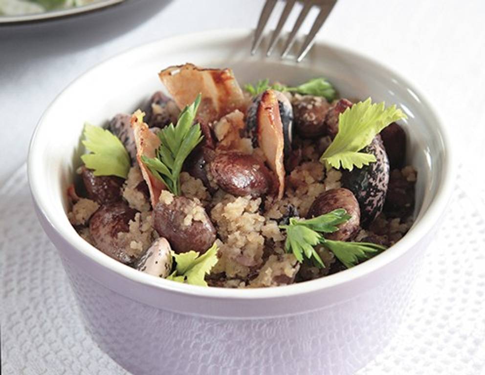 Bohnensterz mit knusprigem Karree Bohnensterz mit knusprigem Karree