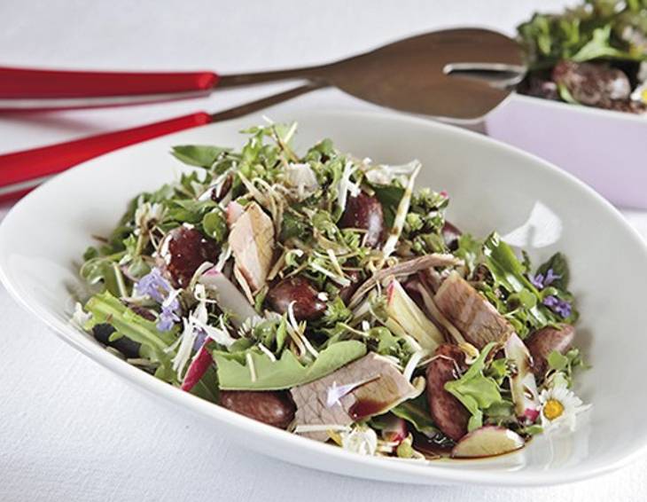 Bohnen-Rindfleisch-Wildkräutersalat