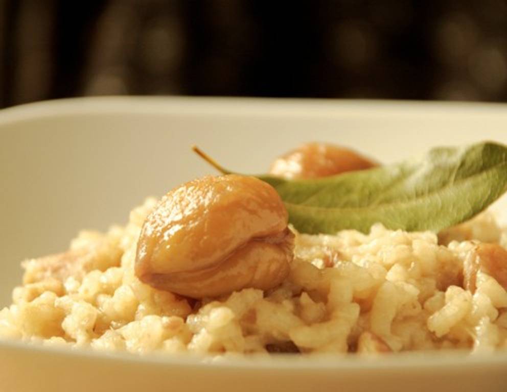 Maronirisotto mit Weintrauben Maronirisotto mit Weintrauben