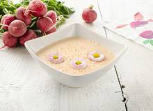 Radieschencremesuppe mit Frühlingsblümchen Radieschencremesuppe mit Frühlingsblümchen